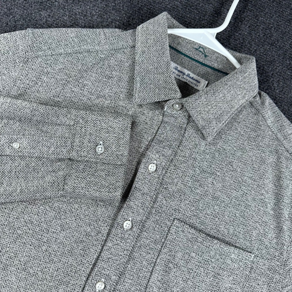 Tommy Bahama Button Down Mens M Medium Herringbone IslandZone San Lucio Stretch